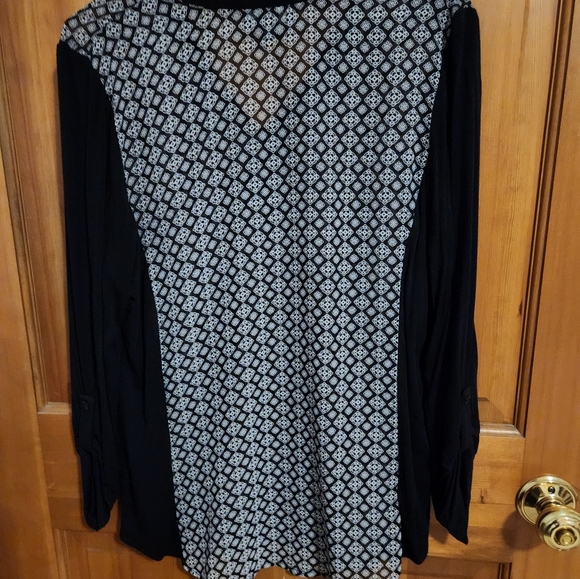 AB Studio Blouse Sheer Size L black/ white - Picture 4 of 4